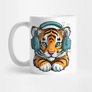 Cute Baby Tiger with Headset Mug